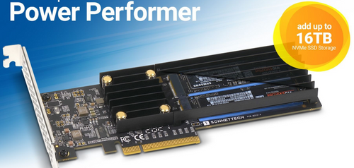 Sonnet Low-profile PCIe Card with Two M.2 NVMe SSD slots - add up to 16TB SSD Sonnet Low-profile PCIe Card with Two M.2 NVMe SSD slots - add up to 16TB SSD